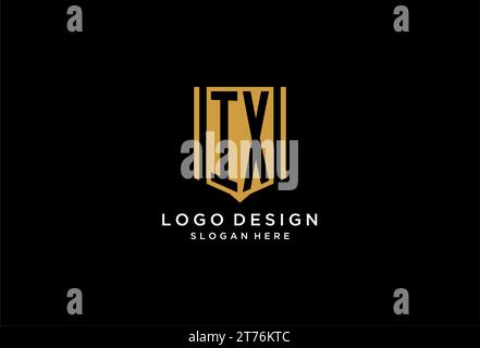 IX monogram logo with geometric shield icon design inspiration Stock Vector