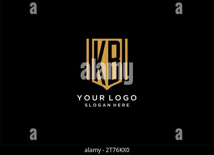 KB monogram logo with geometric shield icon design inspiration Stock Vector