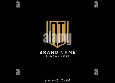 NI monogram logo with geometric shield icon design inspiration Stock Vector