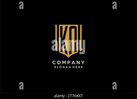 KN monogram logo with geometric shield icon design inspiration Stock Vector