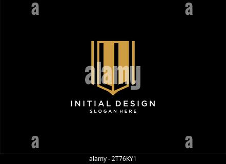 LL monogram logo with geometric shield icon design inspiration Stock Vector