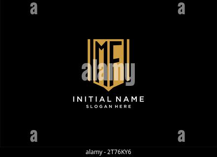 MF monogram logo with geometric shield icon design inspiration Stock Vector