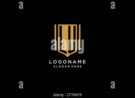 LU monogram logo with geometric shield icon design inspiration Stock Vector