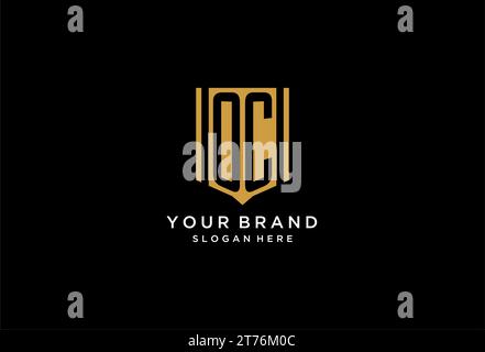 OC monogram logo with geometric shield icon design inspiration Stock Vector
