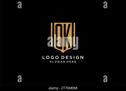 OK monogram logo with geometric shield icon design inspiration Stock Vector