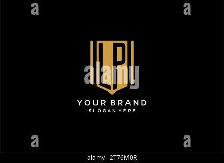 LP monogram logo with geometric shield icon design inspiration Stock Vector