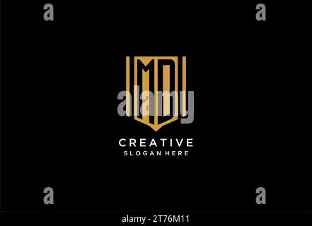 MD monogram logo with geometric shield icon design inspiration Stock Vector
