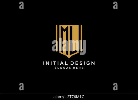 ML monogram logo with geometric shield icon design inspiration Stock Vector