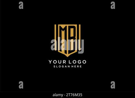 MB monogram logo with geometric shield icon design inspiration Stock Vector