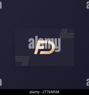 FD letters, monogram design on a card Stock Vector