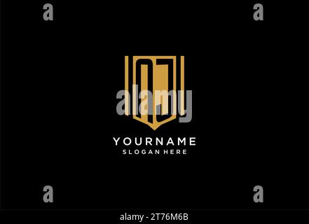 NJ monogram logo with geometric shield icon design inspiration Stock Vector