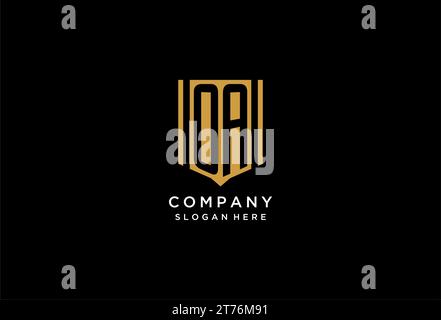OA monogram logo with geometric shield icon design inspiration Stock Vector
