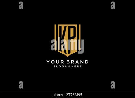KP monogram logo with geometric shield icon design inspiration Stock Vector