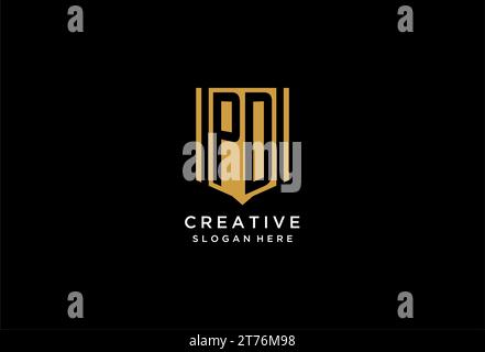 PD monogram logo with geometric shield icon design inspiration Stock Vector