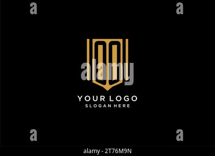 OO monogram logo with geometric shield icon design inspiration Stock Vector