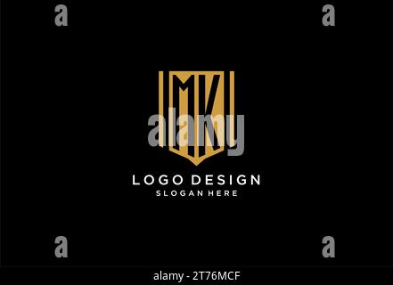 MK monogram logo with geometric shield icon design inspiration Stock Vector