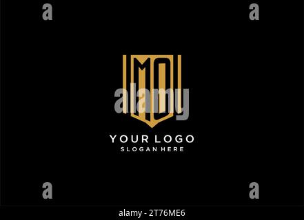MO monogram logo with geometric shield icon design inspiration Stock Vector