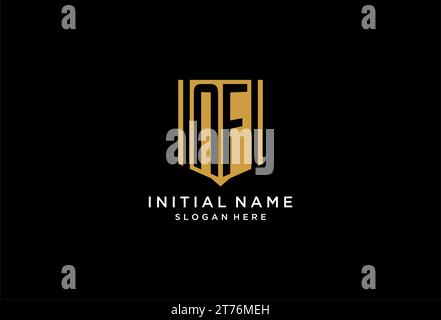 NF monogram logo with geometric shield icon design inspiration Stock Vector