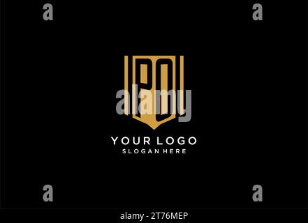 PO monogram logo with geometric shield icon design inspiration Stock Vector