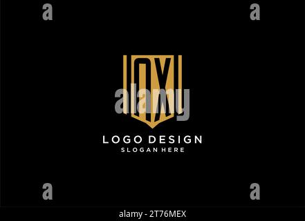 NX monogram logo with geometric shield icon design inspiration Stock Vector