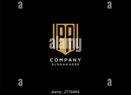PA monogram logo with geometric shield icon design inspiration Stock Vector