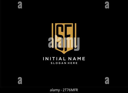 SF monogram logo with geometric shield icon design inspiration Stock Vector