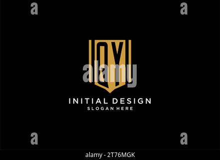 QY monogram logo with geometric shield icon design inspiration Stock Vector