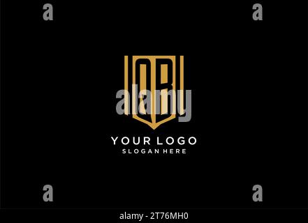 QB monogram logo with geometric shield icon design inspiration Stock Vector