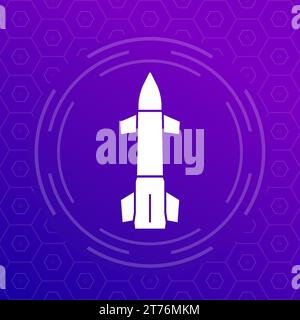 Ballistic missile icon for web, vector Stock Vector
