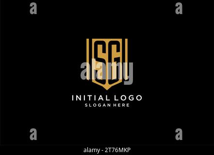 SG monogram logo with geometric shield icon design inspiration Stock Vector