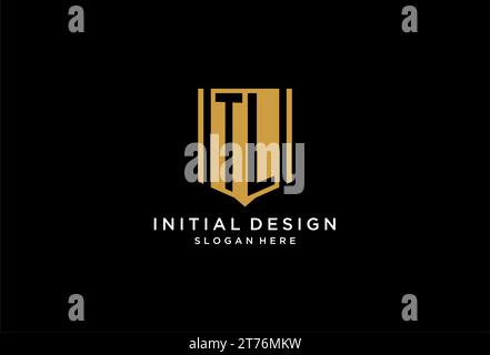 TL monogram logo with geometric shield icon design inspiration Stock Vector