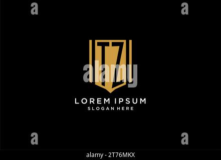 TZ monogram logo with geometric shield icon design inspiration Stock Vector