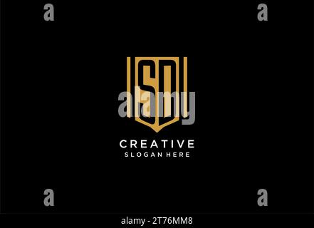 SD monogram logo with geometric shield icon design inspiration Stock Vector