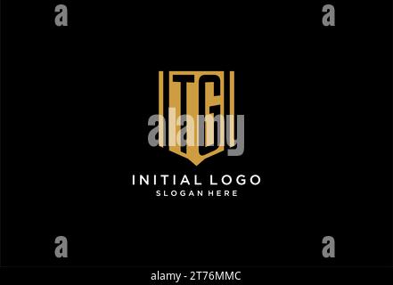 TG monogram logo with geometric shield icon design inspiration Stock Vector