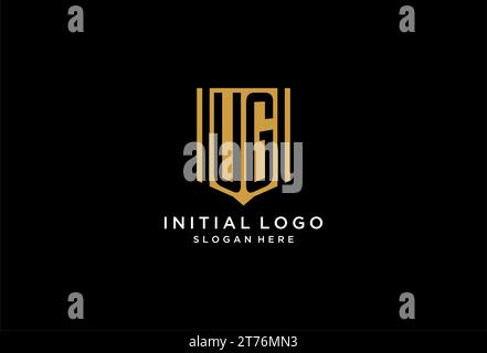UG monogram logo with geometric shield icon design inspiration Stock Vector