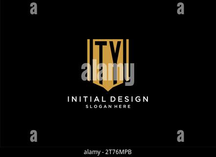 TY monogram logo with geometric shield icon design inspiration Stock Vector