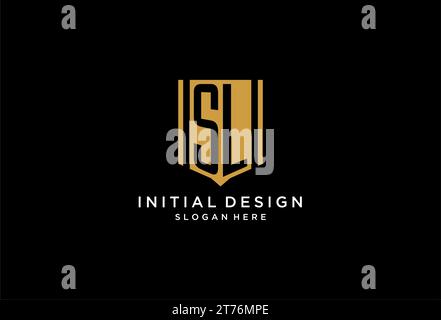 SL monogram logo with geometric shield icon design inspiration Stock Vector
