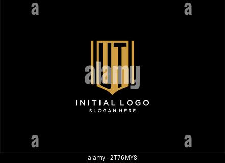 UT monogram logo with geometric shield icon design inspiration Stock Vector