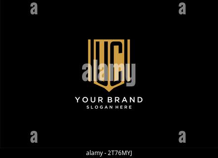 UC monogram logo with geometric shield icon design inspiration Stock Vector