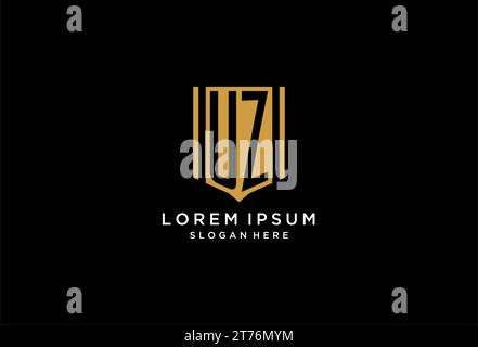 UZ monogram logo with geometric shield icon design inspiration Stock Vector