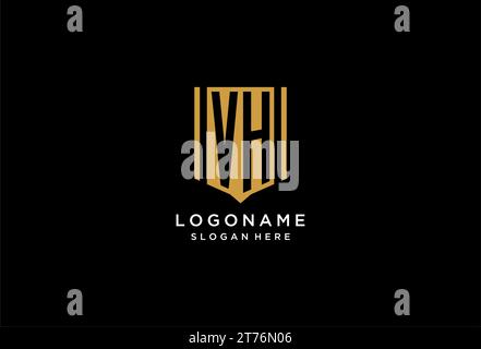 VH monogram logo with geometric shield icon design inspiration Stock Vector