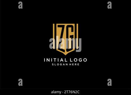 ZG monogram logo with geometric shield icon design inspiration Stock Vector