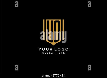 UO monogram logo with geometric shield icon design inspiration Stock Vector