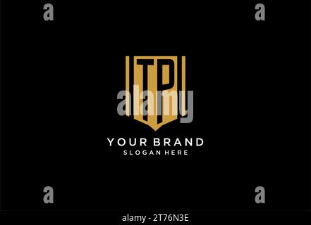 TP monogram logo with geometric shield icon design inspiration Stock Vector