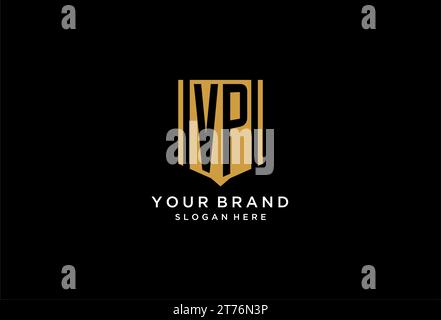 VP monogram logo with geometric shield icon design inspiration Stock Vector
