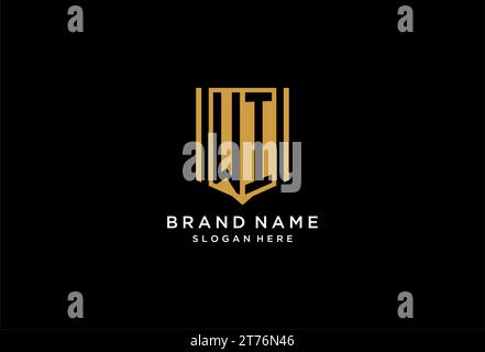 WI monogram logo with geometric shield icon design inspiration Stock Vector