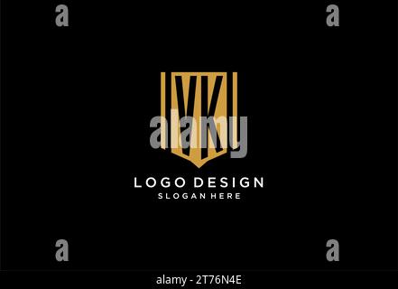 VK monogram logo with geometric shield icon design inspiration Stock Vector
