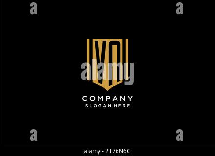 VN monogram logo with geometric shield icon design inspiration Stock Vector