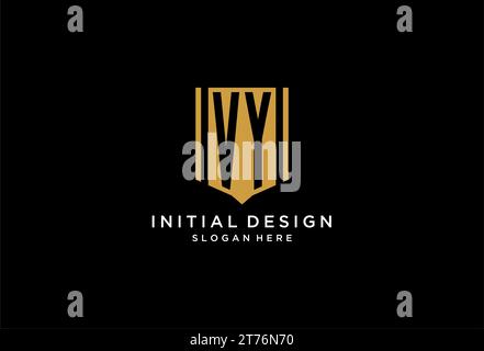VY monogram logo with geometric shield icon design inspiration Stock Vector