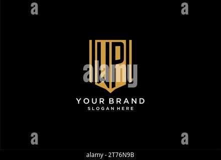 WP monogram logo with geometric shield icon design inspiration Stock Vector